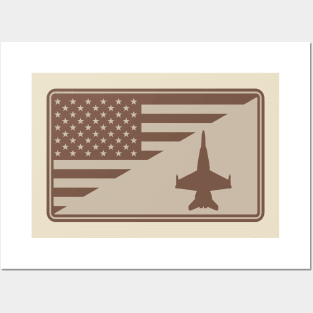 F/A-18 Hornet US Flag Patch (desert subdued) Posters and Art